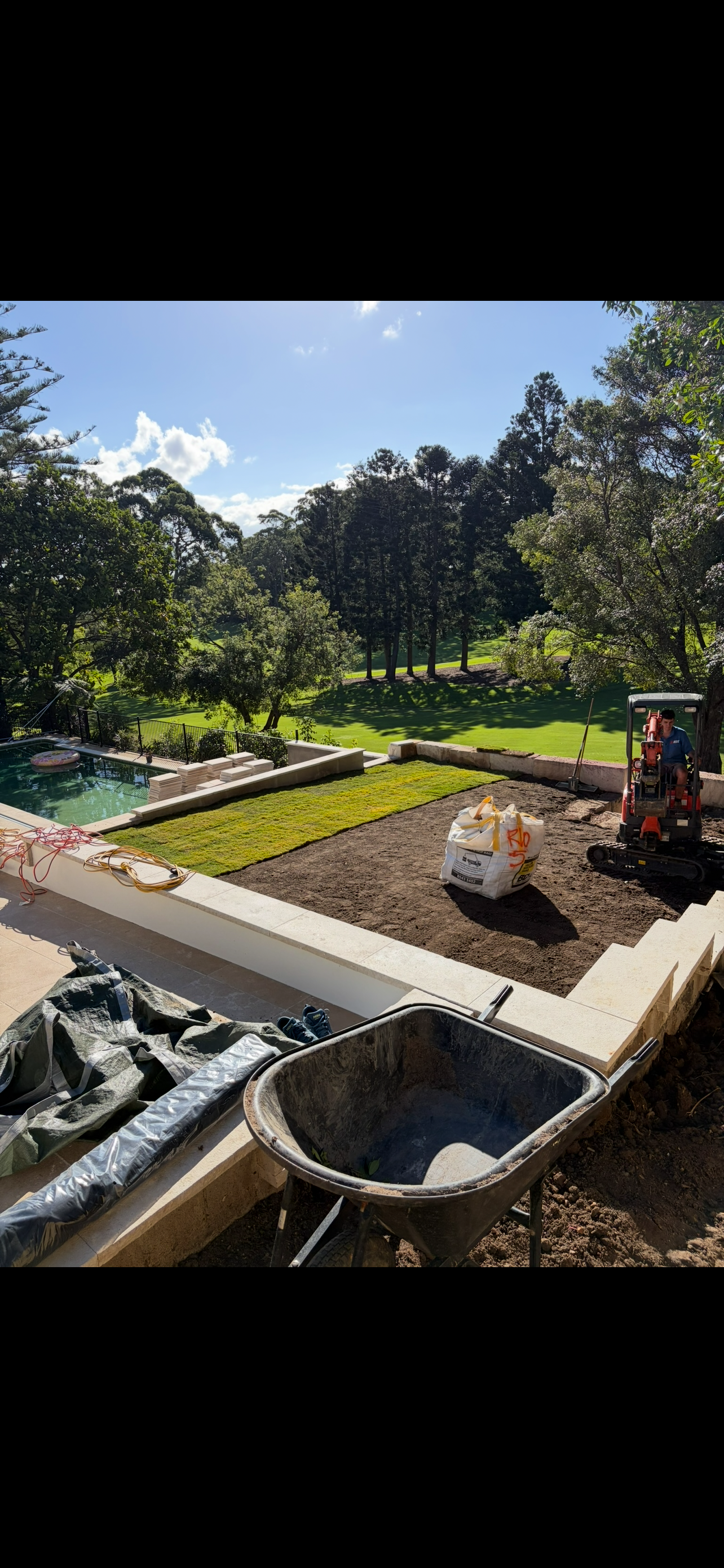 Excavator working on a residential site